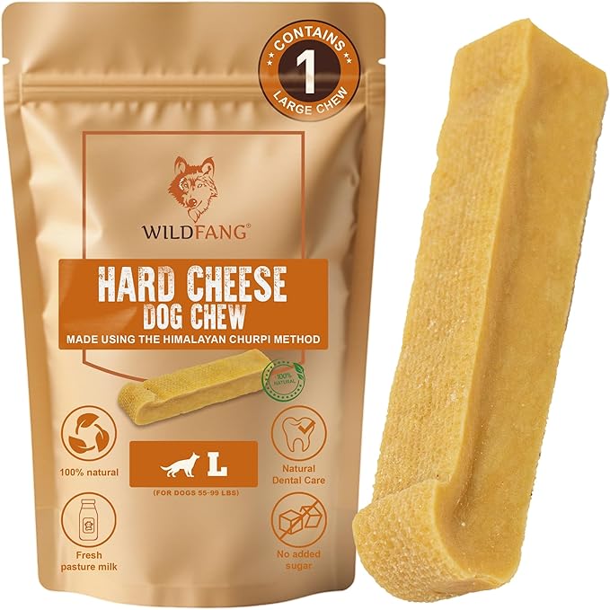 Wildfang® Yak Chews, Large for Dogs 55-99 lbs – Dog Dental Chew Stick, Hardness Like Himalayan Yak Cheese, Churpi-Style Cheese Sticks, Dog Treats & Puppy Training Treats, Approx 4 oz, Pack of 1