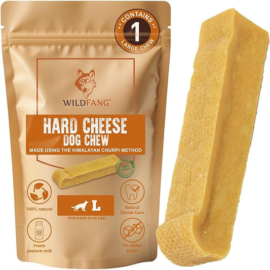 Wildfang® Yak Chews, Large for Dogs 55-99 lbs – Dog Dental Chew Stick, Hardness Like Himalayan Yak Cheese, Churpi-Style Cheese Sticks, Dog Treats & Puppy Training Treats, Approx 4 oz, Pack of 1