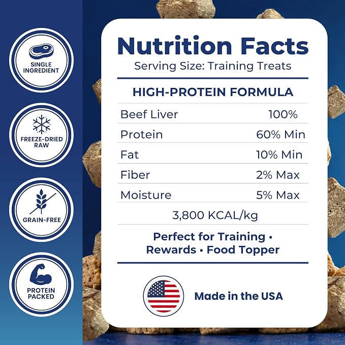 MVPChews | Freeze Dried Beef Liver Dog Treats | Single Ingredient Training Treats | High Protein, Grain Free, No Additives or Fillers | Premium Quality Food Topper | Made in USA - 3.5oz