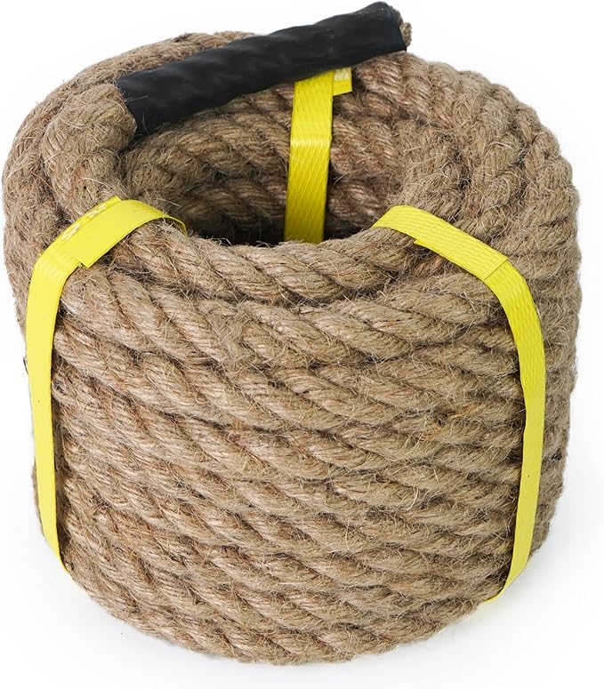 Aoneky Jute Rope - 1.2 Inch Twisted Hemp Rope for Crafts, Climbing, Anchor, Hammock, Nautical, Cat Scratching Post, Tug of War, Decorate (1 1/5 inch x 48 Feet)