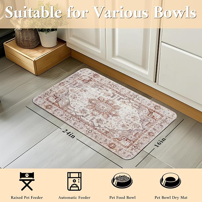 Dog Food Mat for Floors Waterproof Pet Placemat Cat Feeding Bowls Mats for Food and Water, Eco-Friendly Dog Accessories Diatomite Pets Supplies 16" X 24"