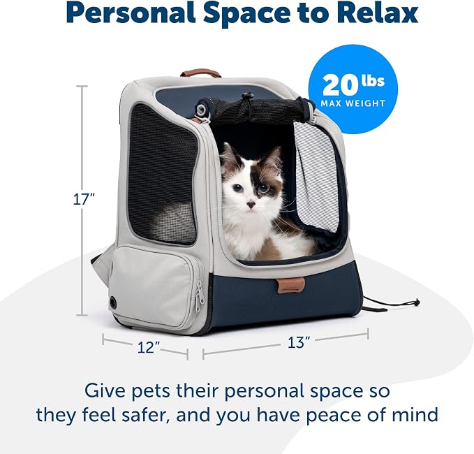 PetSafe Happy Ride Backpack Pet Carrier - Perfect for Dogs & Cats up to 20lbs - Mesh Windows for Comfortable Travel - Harness Tether for Safety - Easy Access Treat Opening - Can be Secured in the Car