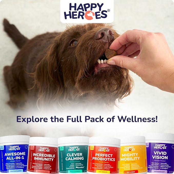 Awesome All-in-1 Dog Treats, 100% Natural Supplement, Supports Dog Joint Health, Cognition, Skin & Coat, Allergy and Itch Relief, with Probiotics for Gut Health, 120 Soft Chews