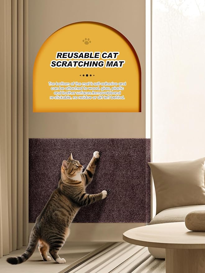 78.7"x15.8" Cat Scratch Furniture Protector with Clear Twist Pins - Brown | Less claw damage, easier scratch-zone setup, worn post refresh, cleaner couch corners, softer look for cat homes