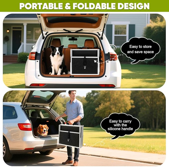 Dog Stairs for Car,Extra Wide Dog Stairs for Large Dogs,Foldable Dog Ramp for Car, Pet Steps Light Weight Aluminum,High Beds,for SUV Trucks, Supports up to 200 lbs (for The Trunk of The Car Only)