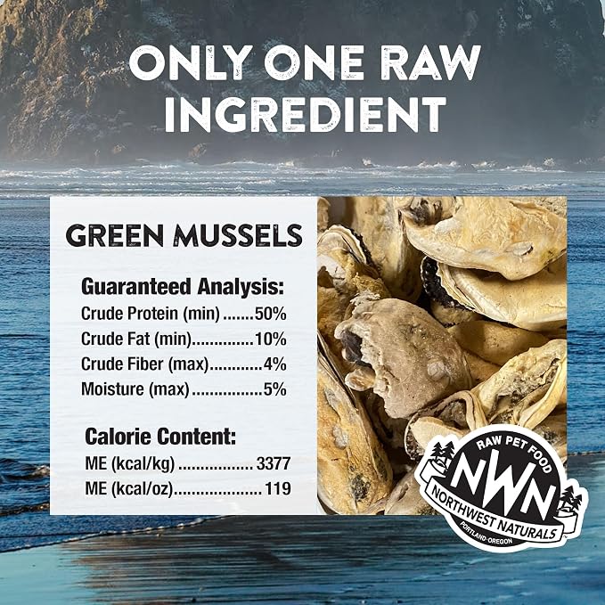 Northwest Naturals Raw Rewards Freeze-Dried Treats - Green-Lipped Mussels (2 oz) & Minnows (1 oz) Treats for Dogs & Cats - Healthy, 1 Ingredient, Human Grade Ingredients, All Natural