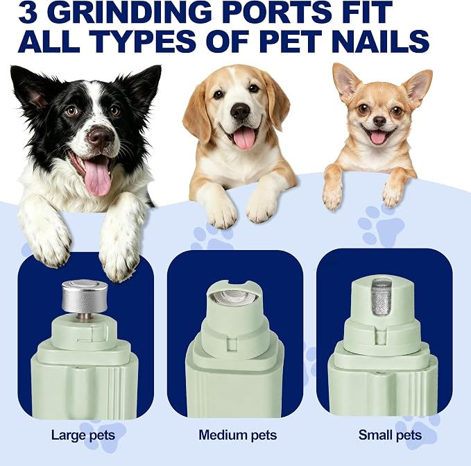 2-in-1 Dog Nail Clippers with Light - Electric Pet Nail Grinder Quiet for Small Large Dogs & Cats, LED Prevent Over Cutting, USB-C Rechargeable Safety Guard Grooming Kit for Black Nails, Green