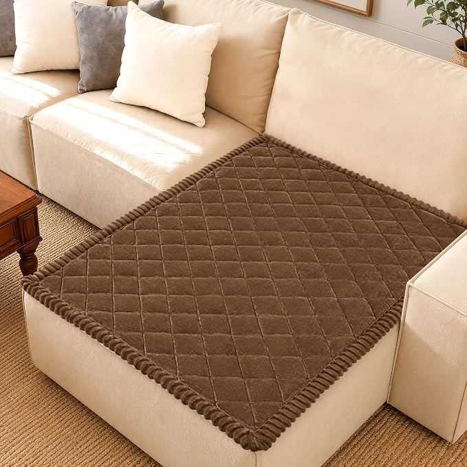 Smiry Couch Cover for Dogs, Non Slip Washable Pet Sofa Protector for Large Dogs, Cats, Fuzzy Plush Sofa Covers for Sectional Sofa, Against Fur, Dirt & Scratch Resistant, Brown, 43"×63"