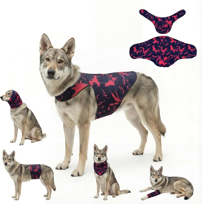 DAJIDALI® Dog & Cat Anxiety Vest & Spay Recovery Suit – Silent Adjustable Calming Wrap for Surgery & Thunderstorms – 2-Piece Cone & Recovery Onesie Alternative