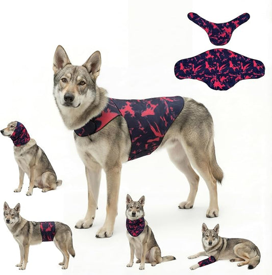 DAJIDALI® Dog & Cat Anxiety Vest & Spay Recovery Suit – Silent Adjustable Calming Wrap for Surgery & Thunderstorms – 2-Piece Cone & Recovery Onesie Alternative