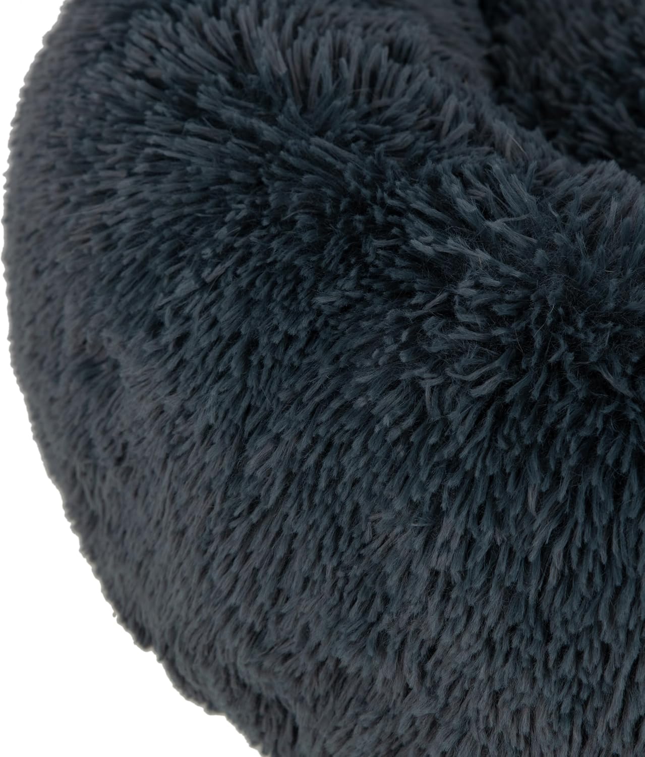 Best Pet Supplies Round Donut Dog Bed with Plush Faux Fur Fabric, Calming, Anti-Anxiety Cushion for Indoor Pets, Slip-Resistant Base, Soft Ergonomic Support - Gray, 30x30x8''