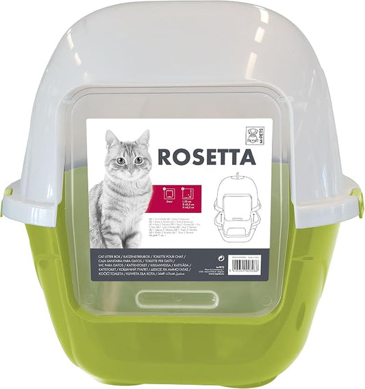 Covered Cat Litter Box with Clear Removable Top Cover – High-Sided Hooded Cat Toilet with Spill Protection & Easy-Clean Non-Stick Surface (Green, 50 x 42.4 x 44.5 cm)