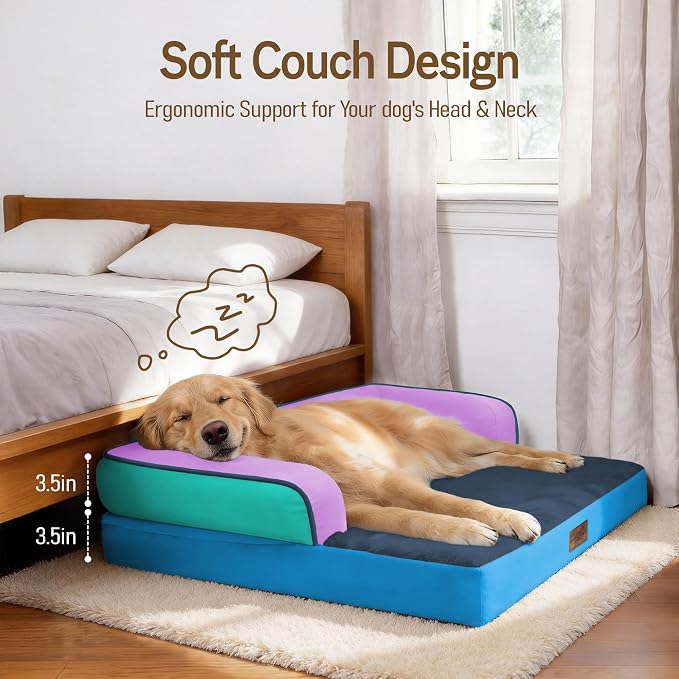 Comfort Expression Memory Foam Dog Bed - Orthopedic Pet Bed for Big Dog Waterproof Pet Couch Memory Foam Sofa Bolster with Removable Cover - 36 x 27