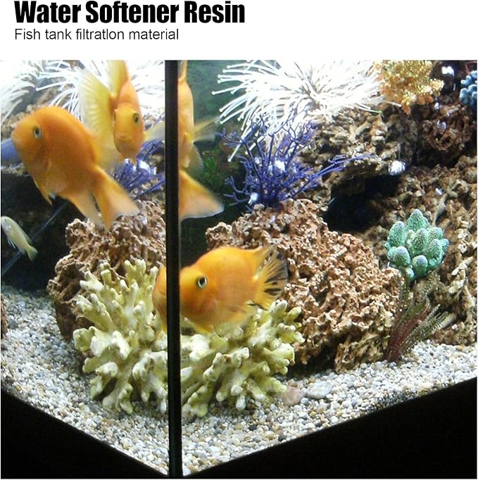 HEEPDD Aquarium Water Softener Resin, 500ML Ion Exchange Filter Media, GH Reducer Pillow for Fish Tank