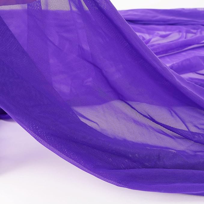 Ultrathin 4-Way Stretch Net Fabric Nylon Spandex Power Mesh Lightweight Sheer 60" Wide, a Continuous 5 Yards (Purple)