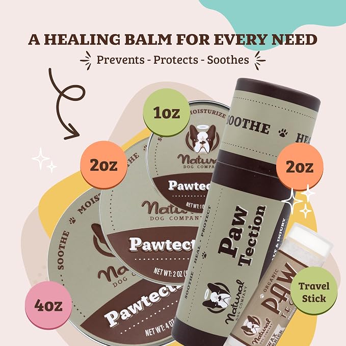 Natural Dog Company PawTection Dog Paw Wax, 1 oz Tin | Hot Pavement & Sand Protection, Waxy Barrier Balm, Non-Toxic & Lick Safe, For Summer Walks & Hiking