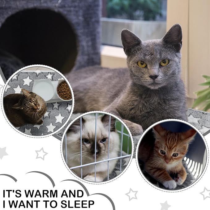 Tudomro 8 Pcs Absorbent Guinea Pig Blankets Washable Small Animal Fleece Bedding Cage Liners Reusable Pet Sleep Mat Pad Cover for Ferret Chinchilla Furniture Protection(Grey Star,12 x 12 Inch)