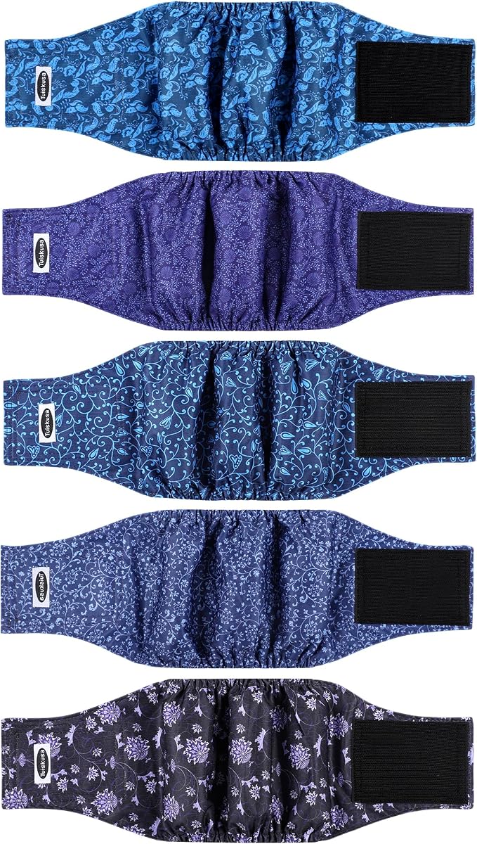 Male Dog Diapers, High Absorbing Dog Belly Bands for Male Dogs, Washable Reusable Dog Males Wraps(5 Pack)