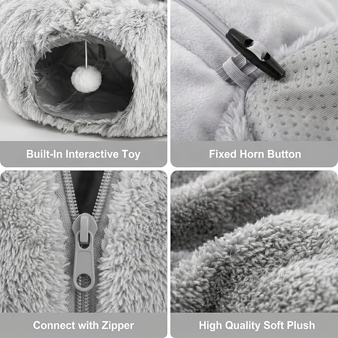 Extra Large Cat Tunnel, Long Cat Tunnel Bed, Foldable Cat Tunnel Toy for Indoor Cats, Spacious Pet Play Tunnel & Cat Bed for Cats Kittens