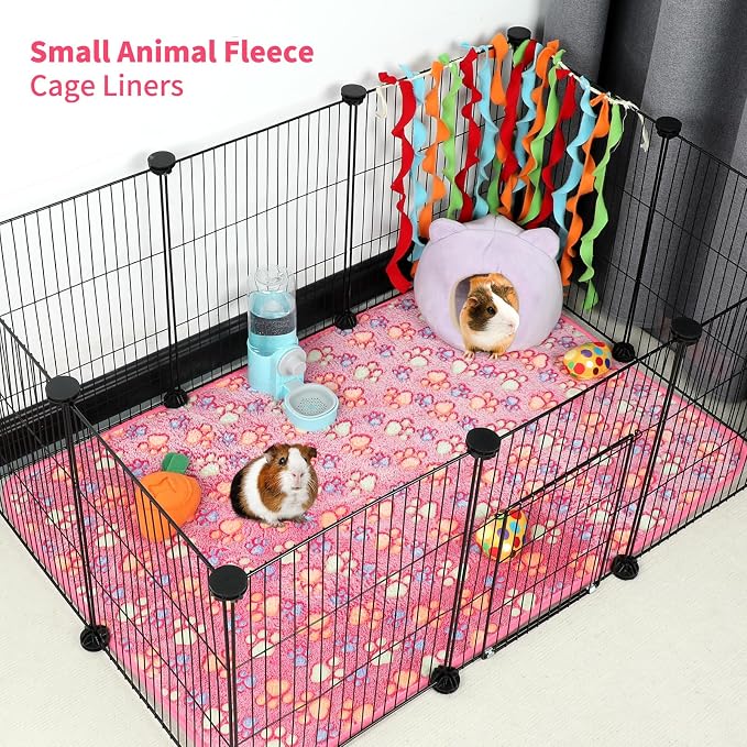 YUEPET Waterproof Guinea Pig Blankets Washable 6 Pack Small Animal Fleece Cage Liners Pet Soft Sleep Mat Pad Cover Warm Flannel Throw for Hamster Guinea Pig Rabbit Chinchilla Hedgehog Ferret 35"×24"