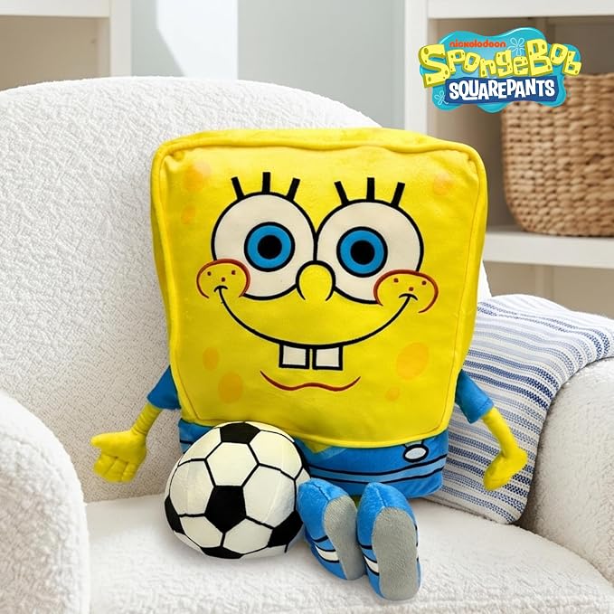 Spongebob Squarepants Kids Bedding Super Soft Cozy Cuddle Pillow Buddy with Soccer Ball, 2026 World Tournament, (Officially Licensed Product) By Franco