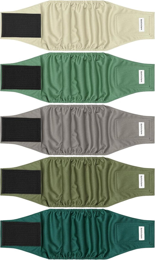 5 Pack Dog Diapers Male, High Absorbing Dog Wraps, Belly Bands for Male Dogs with Incontinence or Frequent Urination, Washable Doggie Diapers Green XS
