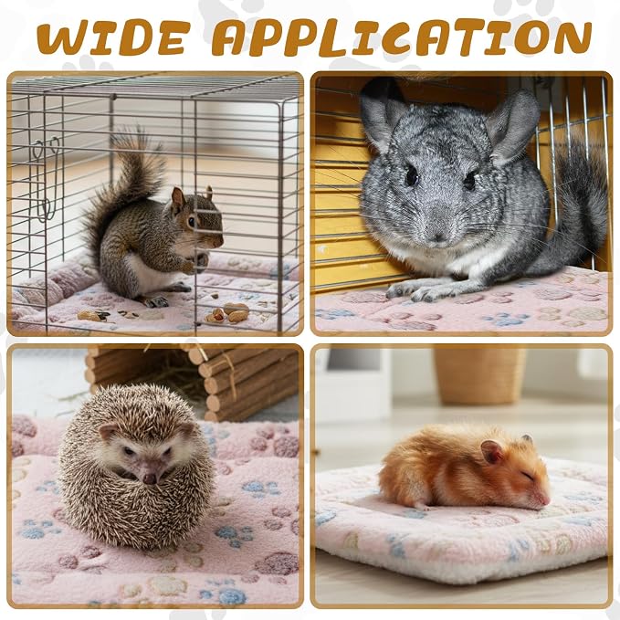 Tuanse 4 Pack Ultra Soft Dog Cat Bed Mat Small Animal Guinea Pig Bed with Cute Print Reversible Fleece Dog Crate Kennel Pad Cozy Washable Thickened Hamster Pet Beds Mat(13 x 10 Inches,Light Brown)