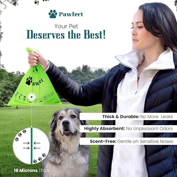 100% Home Compostable Dog Poop Bags - ASTM D6400 & EN 13432 Certified - 18 Rolls of Biodegradable Dog Poop Bags - 270 Bags