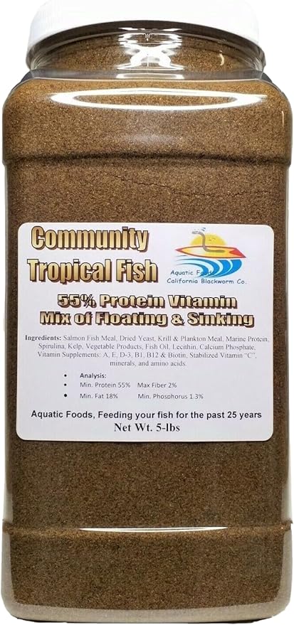 55% Protein & Vitamin Enriched Micro Floating/Slow Sinking Food Fry & Babies, for Cichlids, All Community Tropical Fish, Koi & Pond Fish...5-lb Jar