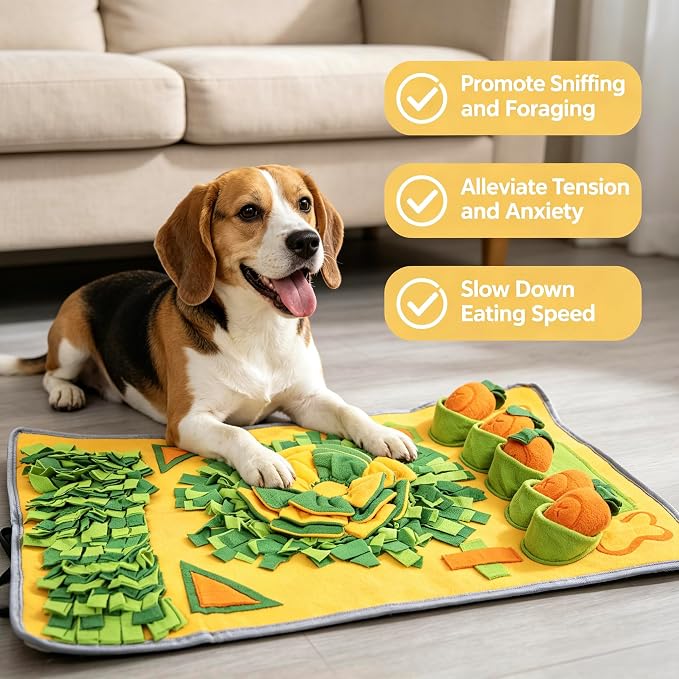 Snuffle Mat for Dogs, Slow Feeder Dog Puzzle Toy, Pet Enrichment Mat | Interactive snuffle mat encourages natural foraging, mental stimulation, slower eating, and enrichment for dogs.