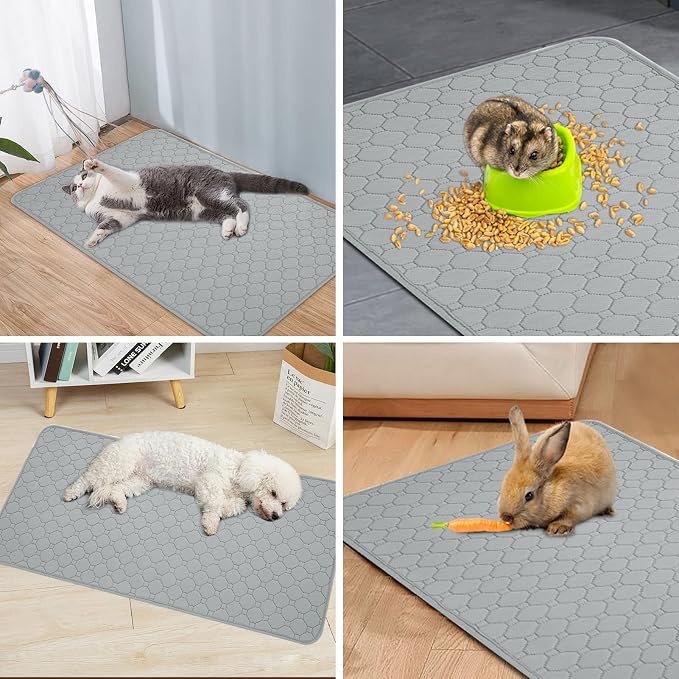 PAWCHIE Guinea Pig Cage Liners, Washable Guinea Pig Bedding for Midwest Cage 2 Pack 47"X24", Reusable Anti Slip Waterproof, Absorbent Guinea Pig Pee Pad for Small Animal, Rabbit, Bunny, Chinchilla