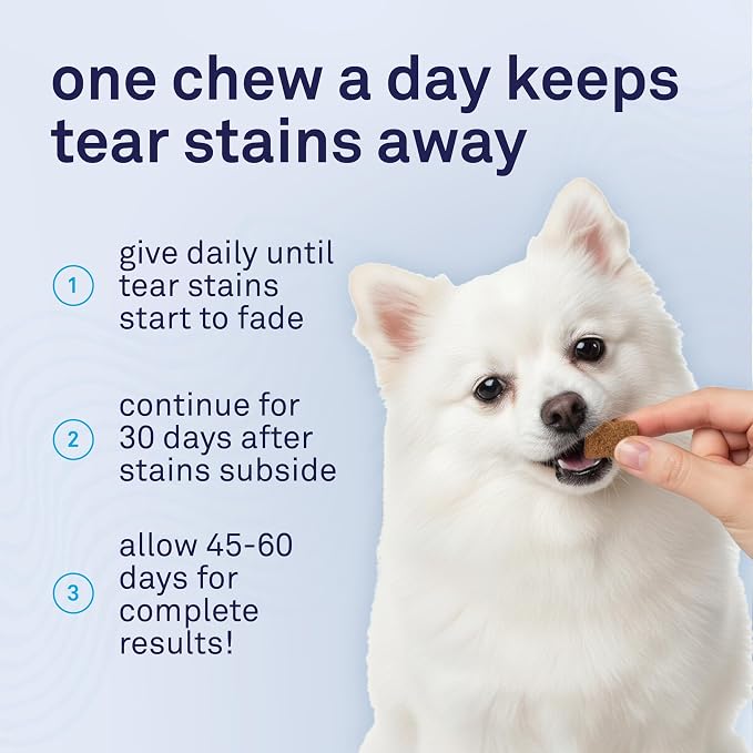 Petpost Tear Stain Remover Soft Chews for Dogs | 90 Count Chicken Flavor Dog Tear Stain Support Supplement | Gentle Eye Care for White Dogs & Light Breeds | Tylosin Free, Made in USA