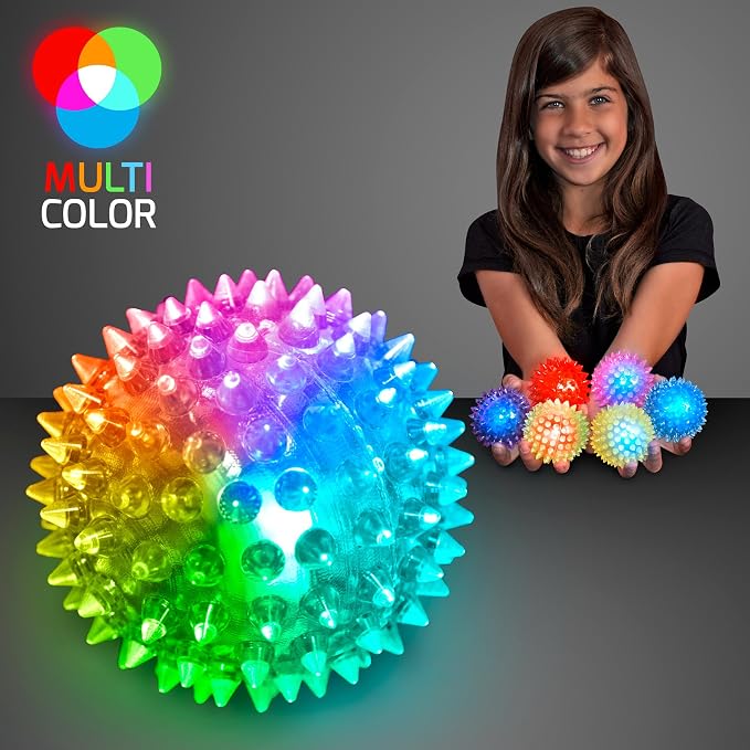 FlashingBlinkyLights Soft Spike Flashing Light Up Bouncy Balls (Set of 6)