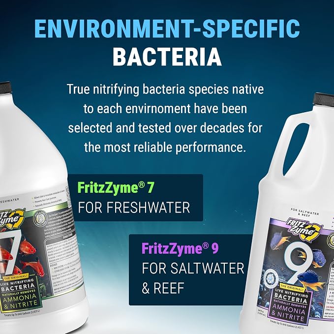 Fritz Aquatics FritzZyme 9 Live Nitrifying Bacteria Naturally Removes Amonia & Nitrite for Saltwater Fish (64-Ounce)