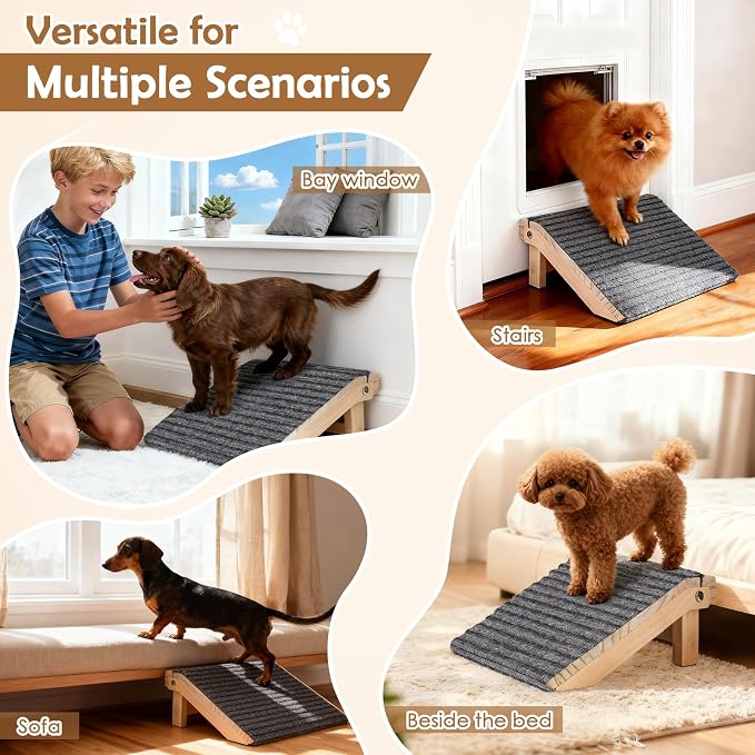 3-in-1 Dog Ramp for Stairs, Foldable Dog Stairs for Senior Dogs | 4.2"H, 3 Pack, Dog Steps & Calf Stretcher & Footrest, Gentle on Hips & Joints for Medium Dogs, Anti-Slip & Portable