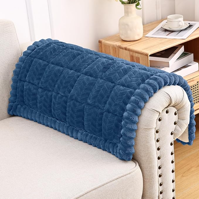 Smiry Couch Cover for Dogs, Non Slip Fuzzy Pet Sofa Arm Covers Washable for Armrest & Backrest, Soft Thick Furniture Protector for Cats Dogs, Against Fur, Dirt (Navy Blue, 27.6"x27.6")