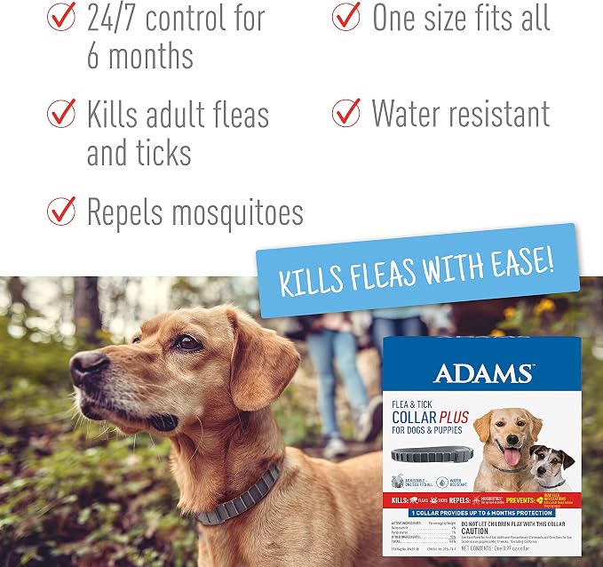 Adams Plus Flea Collar + Shampoo Bundle