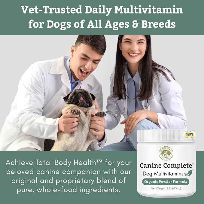 Wholistic Pet Organics Canine Complete - Dog Multivitamin Powder - 8 oz - Daily Dog Vitamins and Supplements for Homemade Food - Immune System, Skin, Coat & Overall Health - All Breeds - 22 Scoops