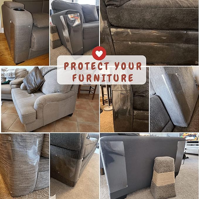 FixZilla Anti Cat Scratch Furniture Protector, 16-Pack Couch Protector from Cat Claws – Heavy-Duty, Easy-to-Apply Scratching Deterrent and Shield for Sofa Corners, Walls, Doors- with 80 Twist Pins