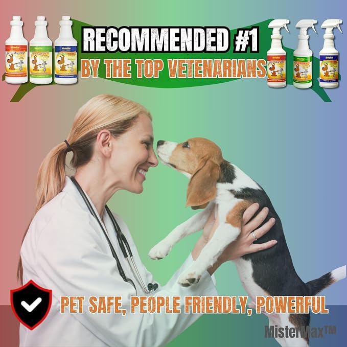 Mister Max Anti Icky Poo Pet Enzyme Cleaner - Cat & Dog Urine Odor Remover, Stain Remover, & P-Bath Urine Pre-Treat Conditioner - Complete Spray Set