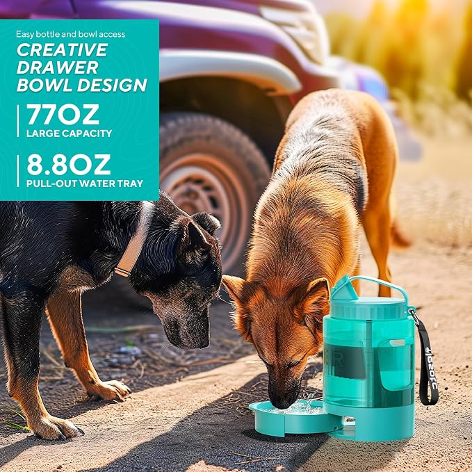 77OZ Large Dog Water Bowl Dispenser with Pull-Out Travel Water Bowls for Dogs + Dog Dryer for Pet Grooming, 3.2HP Adjustable Speed Temp Pet Hair Dryer