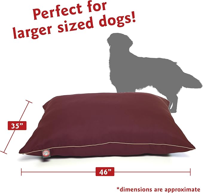 Majestic Pet Rectangle Large Dog Bed Washable – Non Slip Comfy Pet Bed – Dog Crate Bed Super Value Pillow Dog Bed – Dog Kennel Bed for Sleeping - Dog Bed Large Breed 46 x 35 Inch – Solid Burgundy