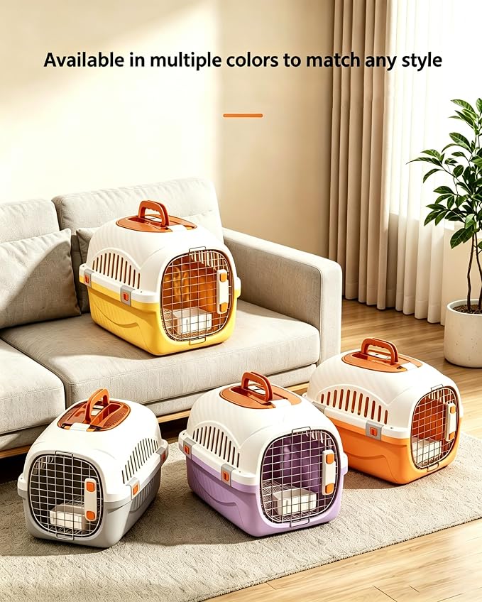 Cat Carrier Airline Approved, Portable Pet Travel Crate with Anti-Stress Design for Cats & Small Dogs, Car Safe Kennel with Top Window (Purple)