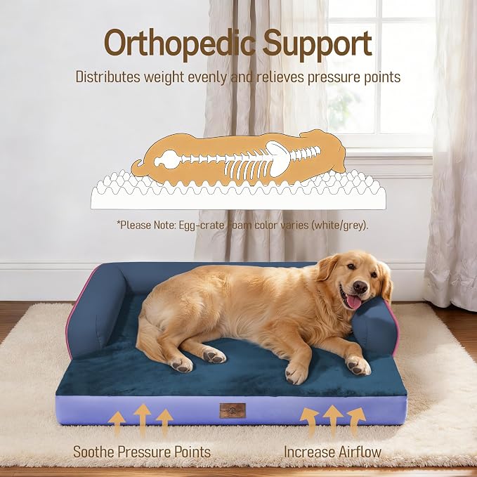 Comfort Expression Large Dog Bed Washable - XL Orthopedic Dog Beds Waterproof with Washable Removable Cover, Non-Slip Pet Couch Memory Foam Sofa, 42 x 30