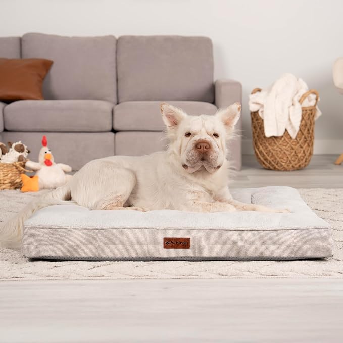 Furhaven Orthopedic Dog Bed – Classic Cushion with Plush Tufted Top, Supportive Foam Mattress, Removable Washable Cover, Joint Relief - Gray, Large