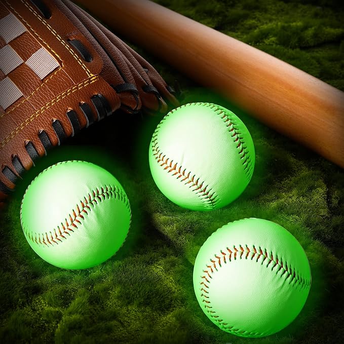 3 Pack Glow in The Dark Baseball Light up Baseball Official Size Ball Glow Balls for Games, Gift for Boys, Girls & Fans - Outdoor Activity Accessories