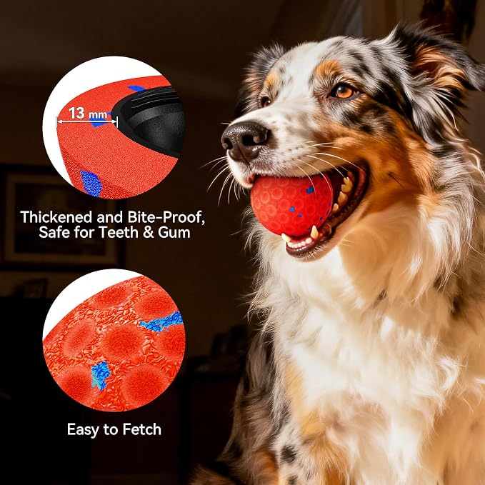 Interactive Dog Toys - Chew-Proof Dog Ball for Aggressive Chewers, Self-Moving Automatic Vibration with 3 Modes, IP54 Waterproof E-TPU, Ideal for Medium and Large Dogs