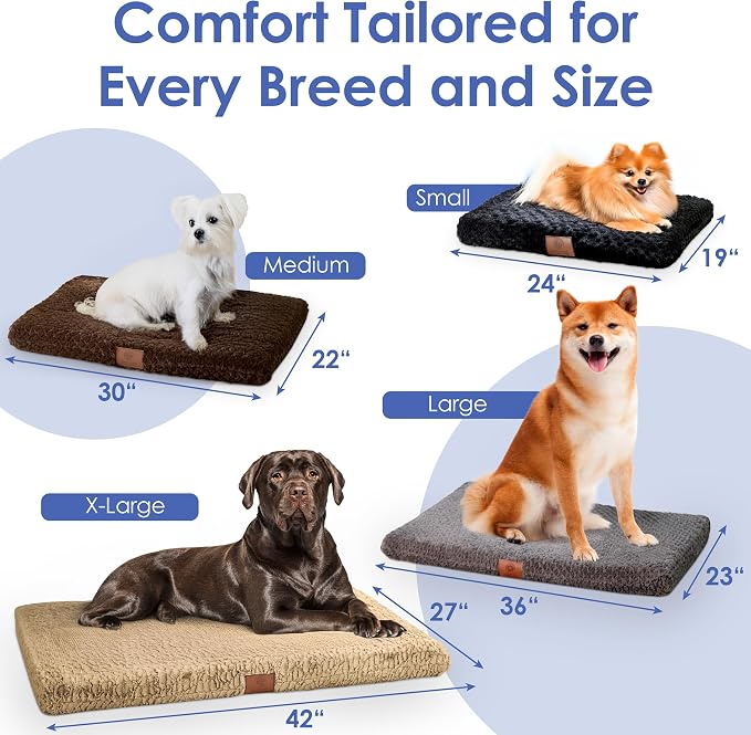 American Kennel Club Orthopedic Memory Foam Dog Crate Mat, Egg Crate Foam Cushion, Washable Cover, Non-Slip Base, Eases Joint Pain, Breathable, Durable, 24x19, Gray