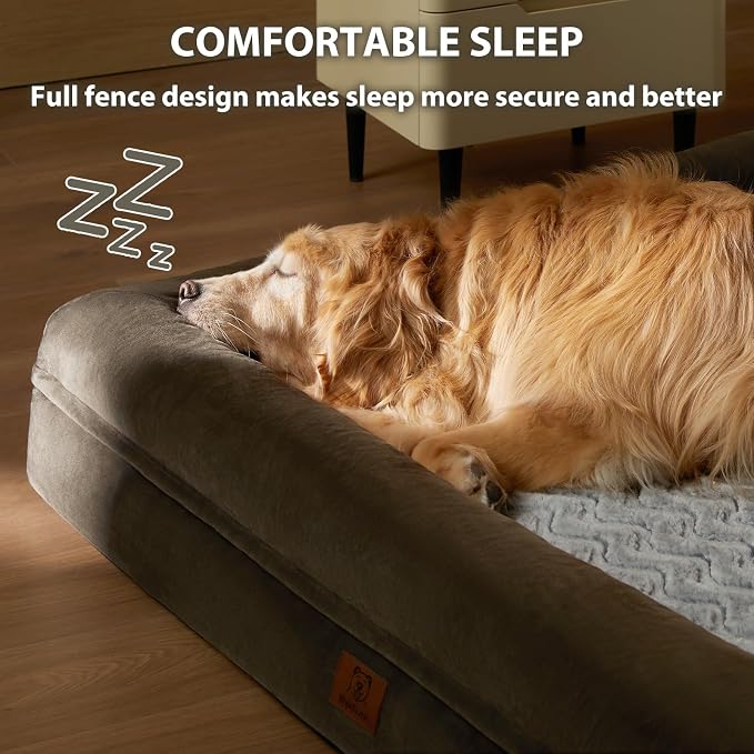 WNPETHOME XXXL Big Dog Bed, Washable Dog Couch with Removable Waterproof Cover, Orthopedic Large Pet Sofa Bed with Bolster Sides for Sleeping