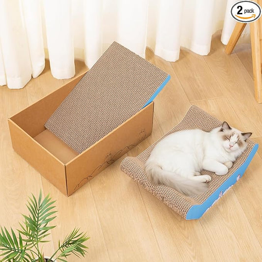 Cardboard Cat Scratcher Bed 16.9 Inch Cat Scratch Box with Cat Scratching Pad for Indoor Cats